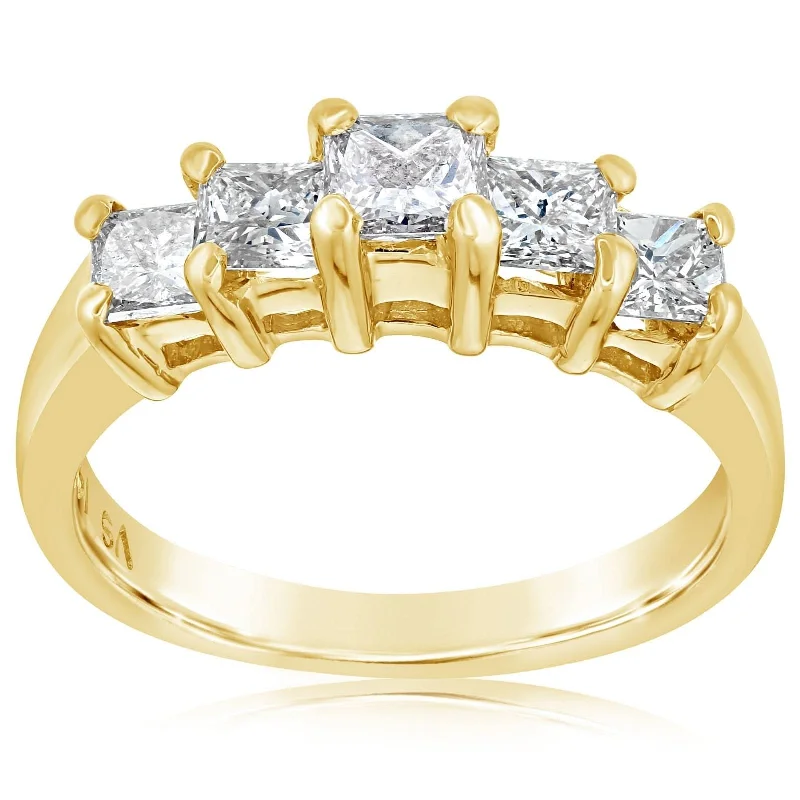 Estate Five Stone Princess Cut Diamond Ring