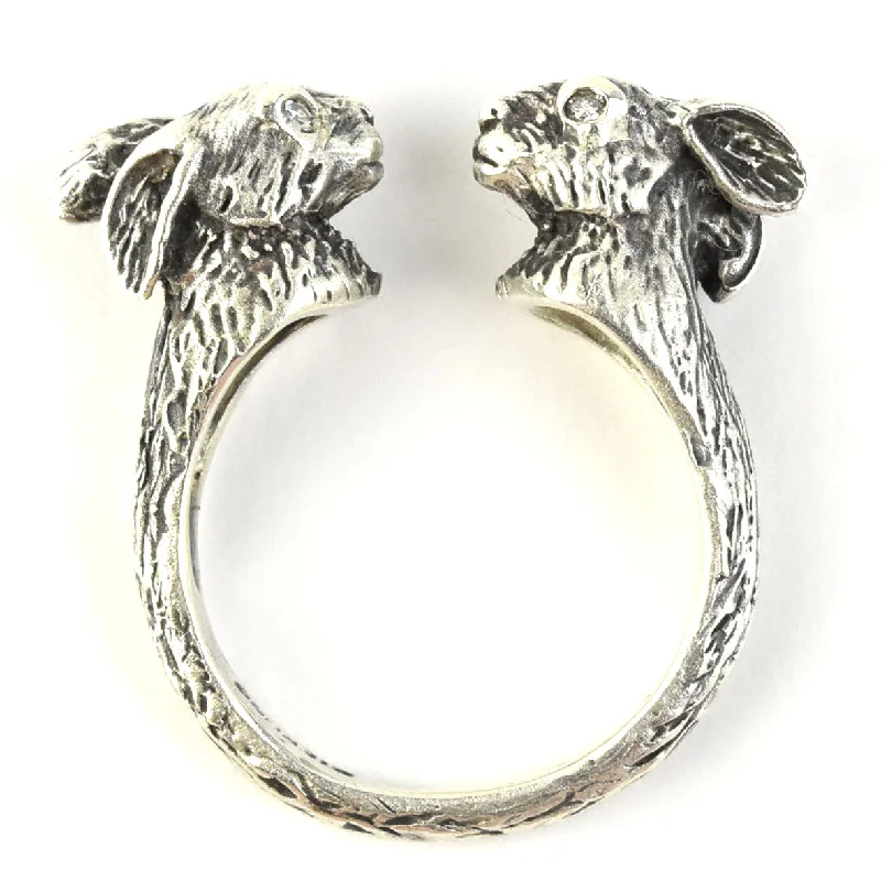 Lucky Rabbits Ring in Silver with Diamonds