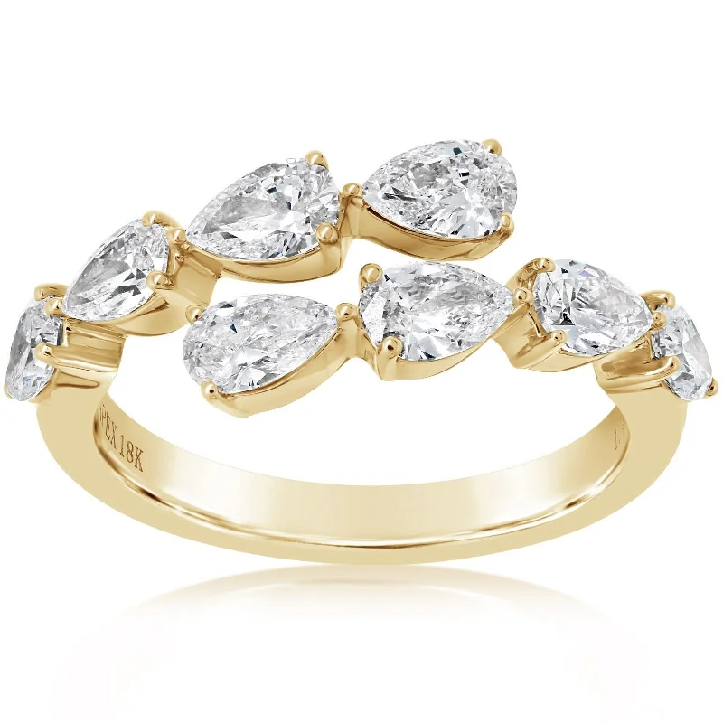 Pear Shaped Diamond Bypass Ring