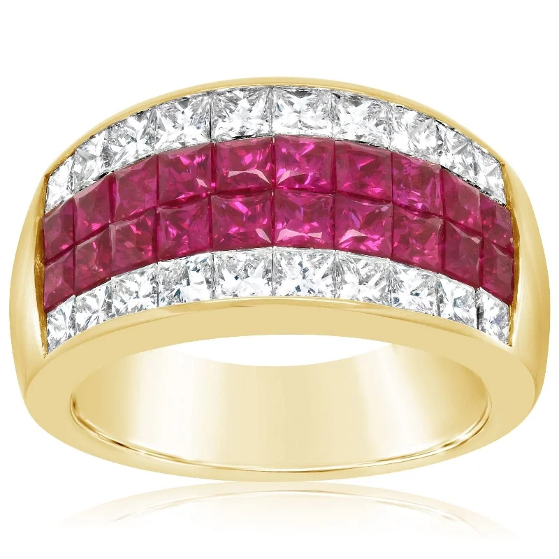 Princess Cut Ruby & Diamond Band