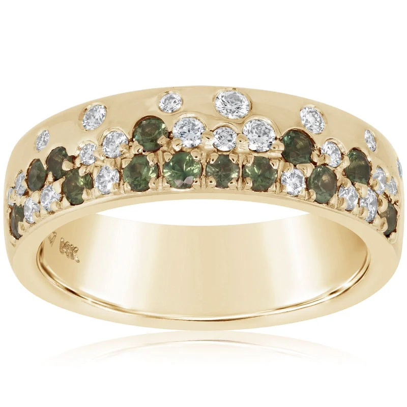 Scattered Green Sapphire & Diamond Band