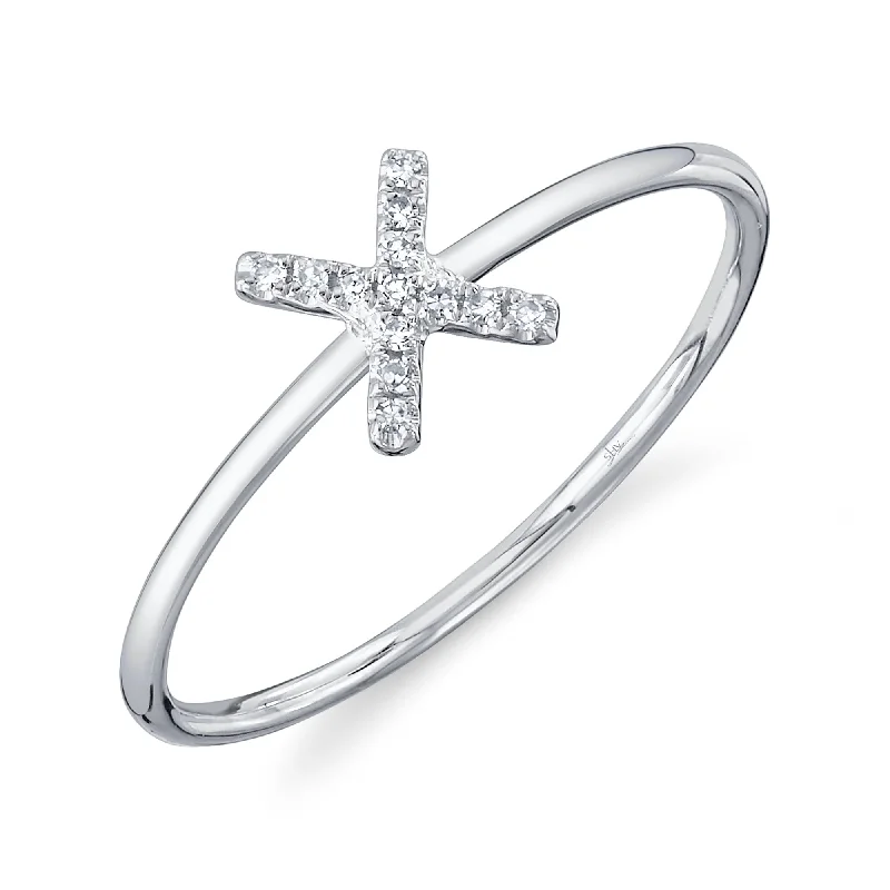 0.05CT 14K W/G DIAMOND LADY'S RING - INITIAL X