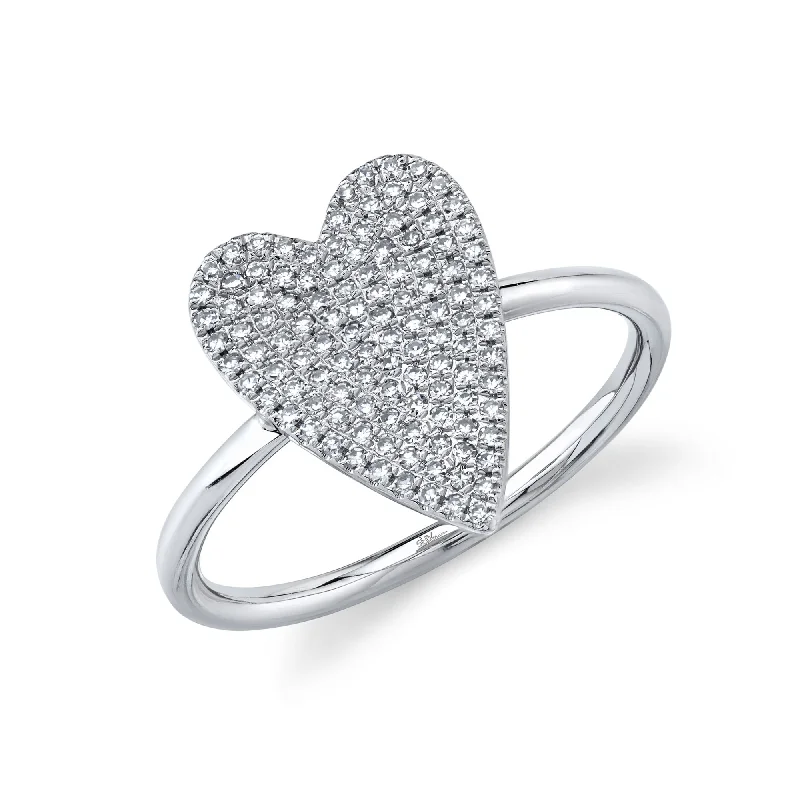 0.26CT 14K W/G DIAMOND PAVE HEART LADY'S RING