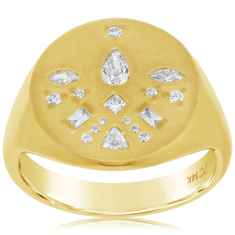 ZOE CHICCO Diamond Mosaic Signet Ring