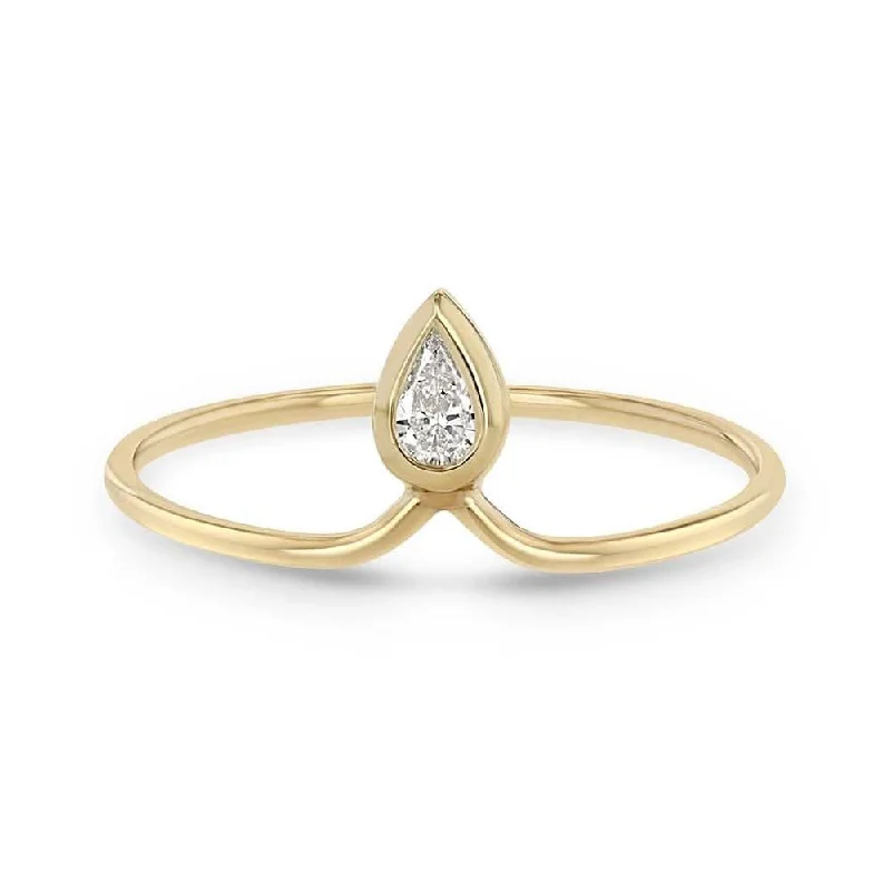 ZOE CHICCO Pear Diamond Bezel Crown Ring