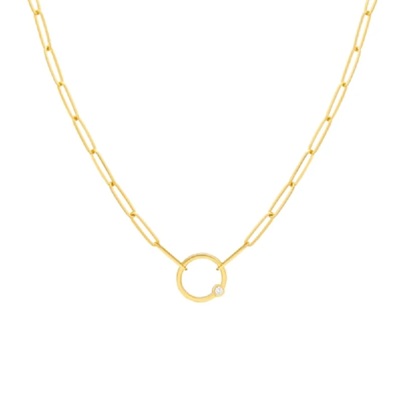 14k Gold Diamond Ring Paper Clip Necklace