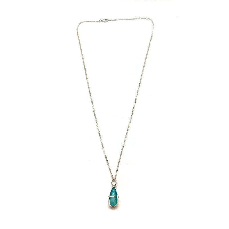 Amazonite Captured Teardrop Necklace