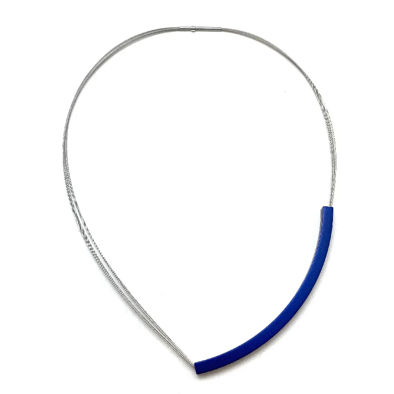 Classic Blue Anodized Aluminum V Necklace