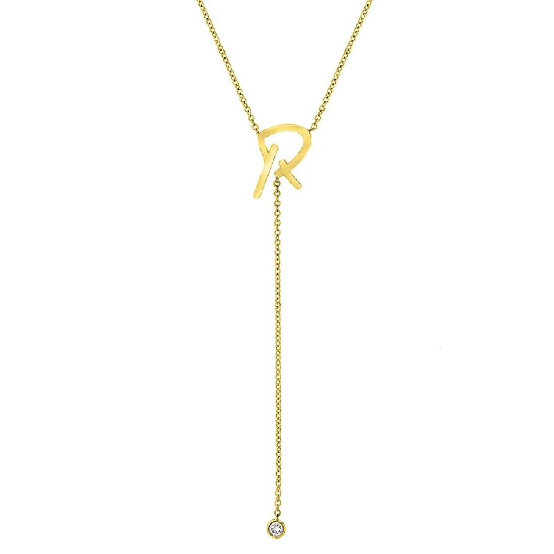 Custom Signature Initial Lariat Without Diamonds