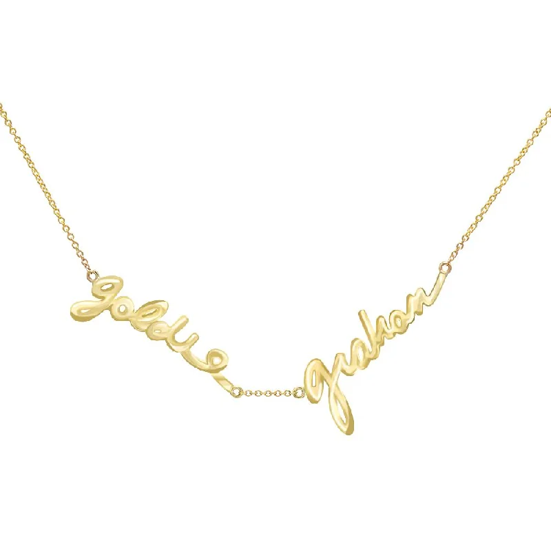 Double Name Custom Signature Necklace Without Diamonds