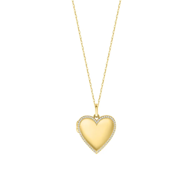 Gold and Diamond Heart Locket Necklace