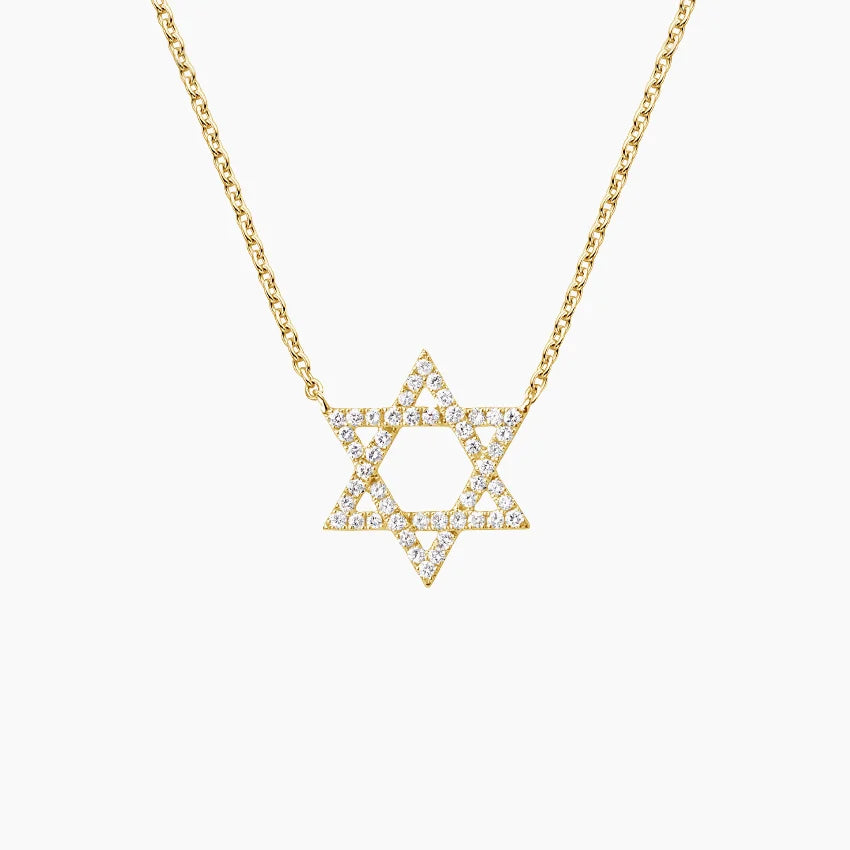 Gold and Diamond Star of David Necklace