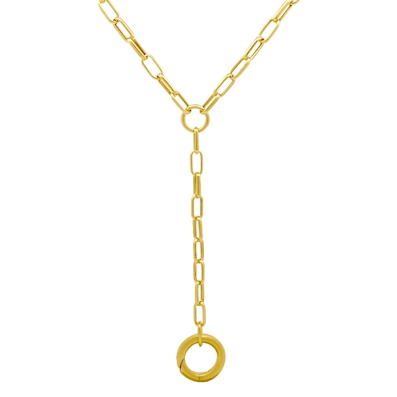 Gold Oval Link Lariat Necklace