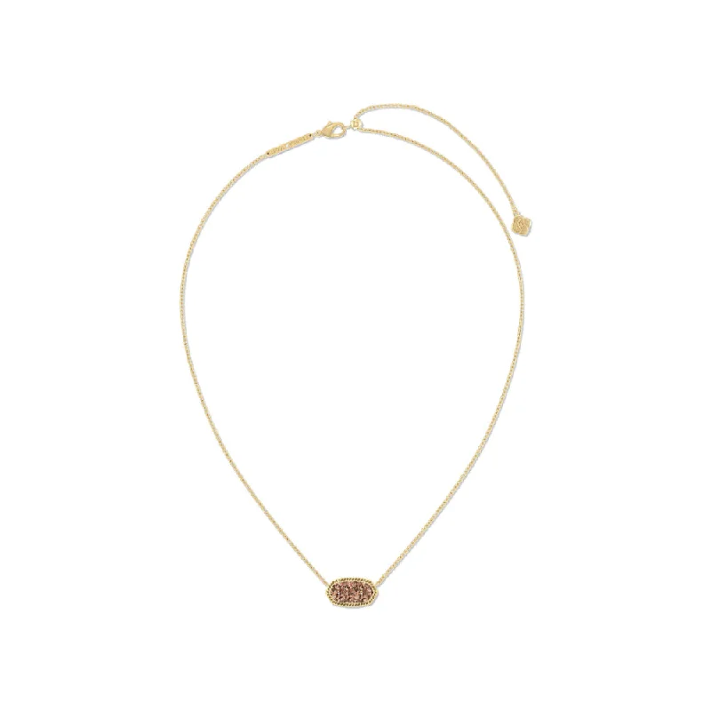 Kendra Scott Elisa Gold Pendant Necklace in Spice Drusy