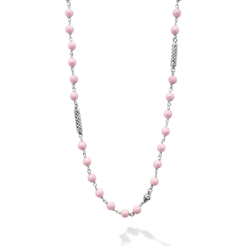 Lagos Caviar Icon Pink Ceramic Beaded Necklace