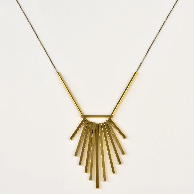 Long Brass Fringe Necklace