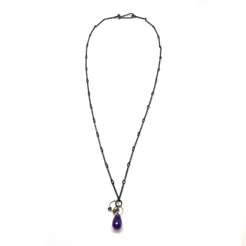 Mini Tangle Necklace - Amethyst and Pyrite