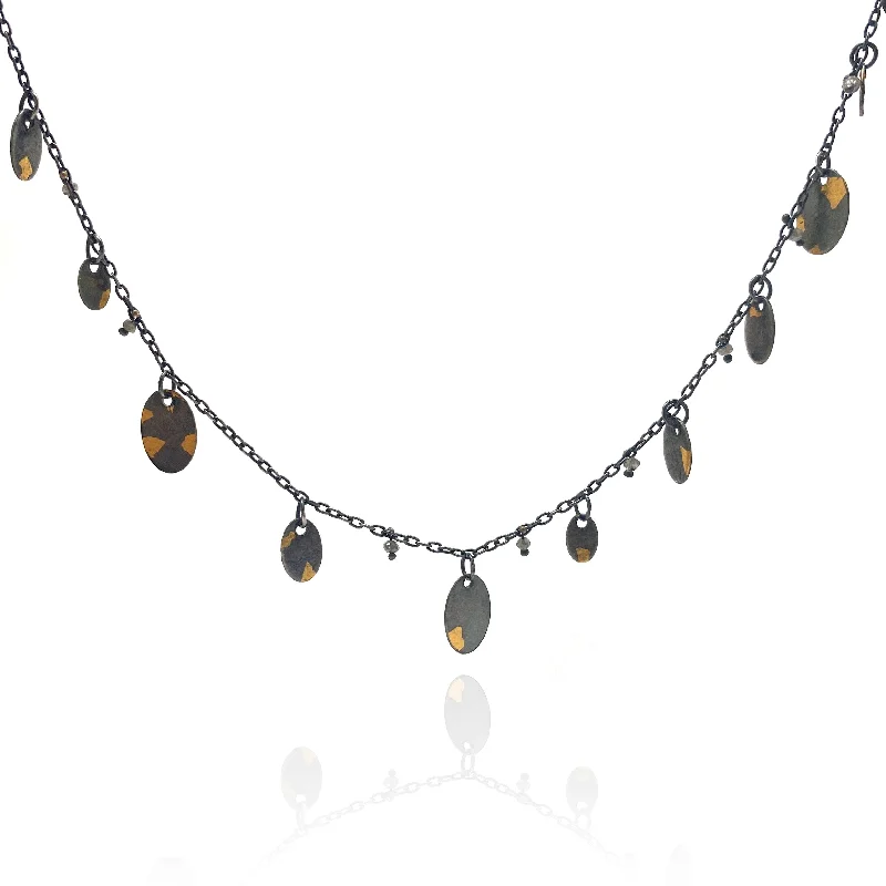 Oxidized Sterling Silver and 24k Gold Necklace