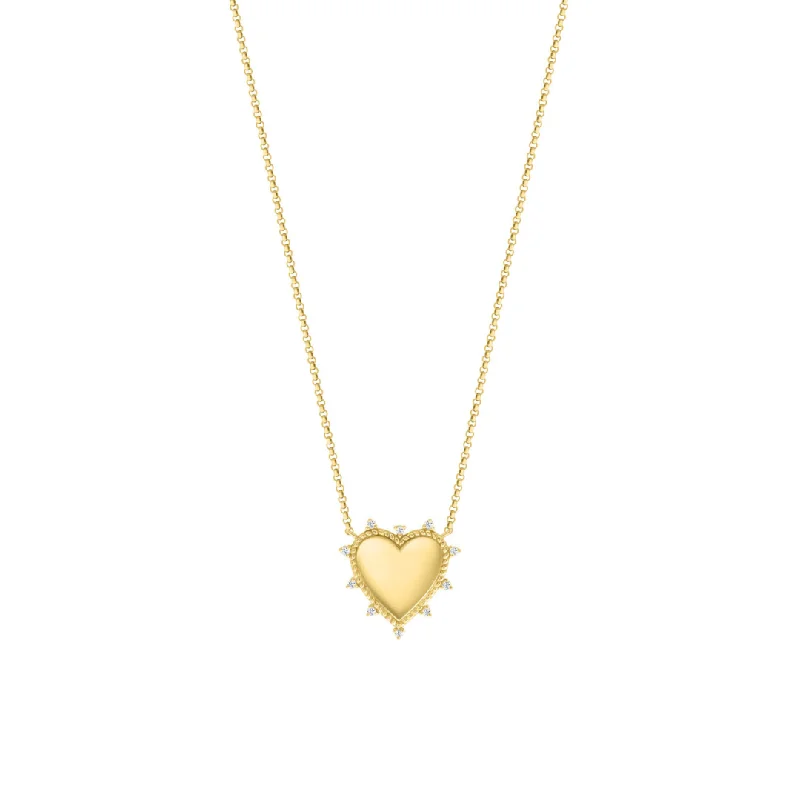 Petite Gold and Diamond Heart Necklace