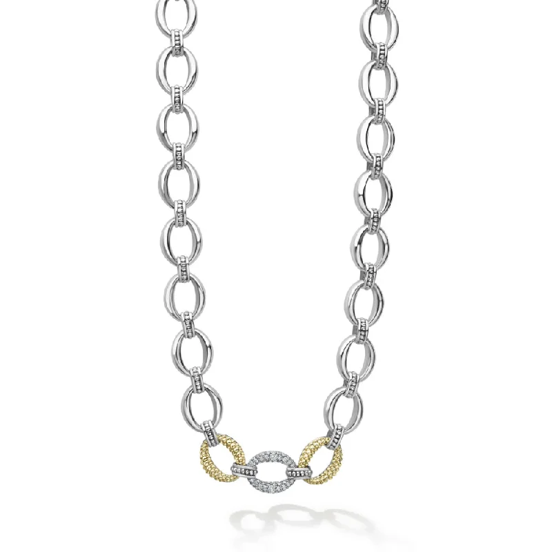 Lagos Caviar Lux Single Station Diamond Link Necklace