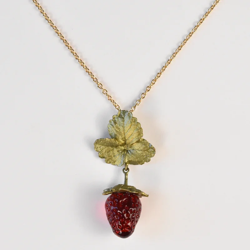 Strawberry Pendant with Leaf